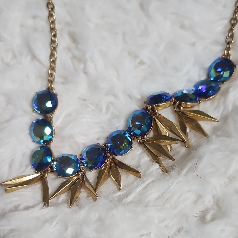 J. Crew Elegant Gold and Turquois  Statement Necklace